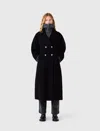 Maje Double-breasted Tailored-collar Coat In Black