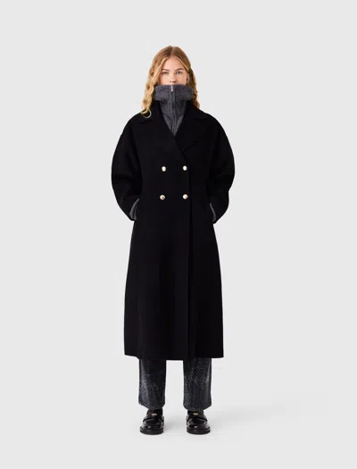 MAJE LONG DOUBLE-BREASTED WOOL COAT