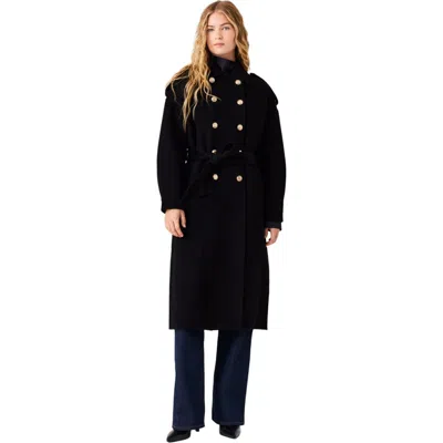 Maje Long Double-faced Coat In Multi