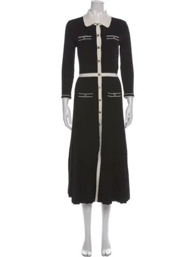 Pre-owned Maje Long Dress In Black