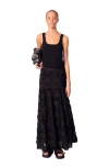Maje Flocked Tulle Maxi Skirt In Black