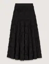 Maje Long Embroidered Skirt In Black