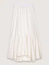 Maje Womens Blanc Sequin-embellished Curved-hem Woven Midi Skirt In Blanc