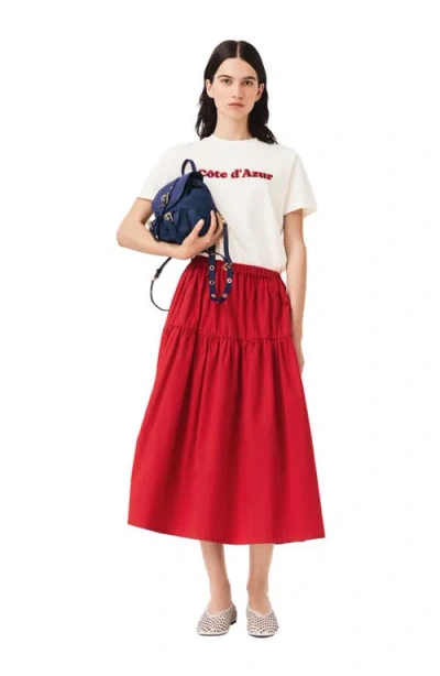 Maje Long Gathered Skirt In Red