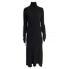 Maje Long Knit Turtleneck Dress In Black Cotton In Black