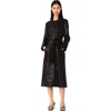 Maje Long Leather Trench Coat In Black
