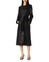 Maje Womens Long Belted-waist Leather Trench Coat Black In Black