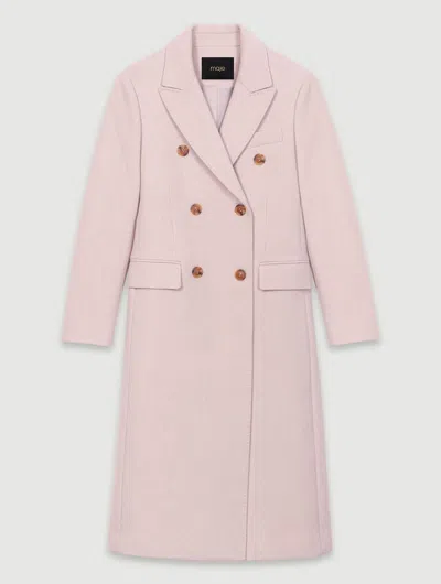 Maje Long Lined Coat In Blanc