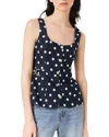 Maje Womens Polka Dot-pattern Button-embellished Linen-blend Top Navy Dots Print In Blue