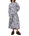 Maje Long Patterned Blouse In Blue
