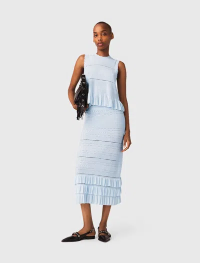 Maje Long Ruffled Knit Skirt In Multi