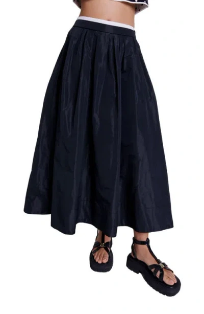 Maje Pleated Full Skirt In Black