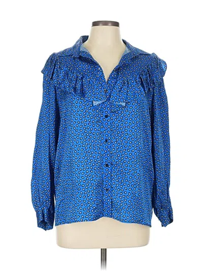 Pre-owned Maje Long Sleeve Blouse In Blue