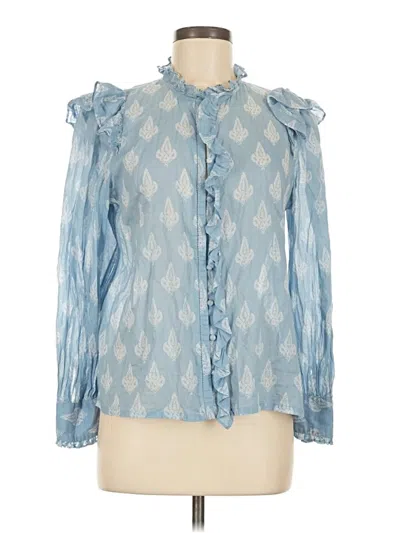 Pre-owned Maje Long Sleeve Blouse In Blue