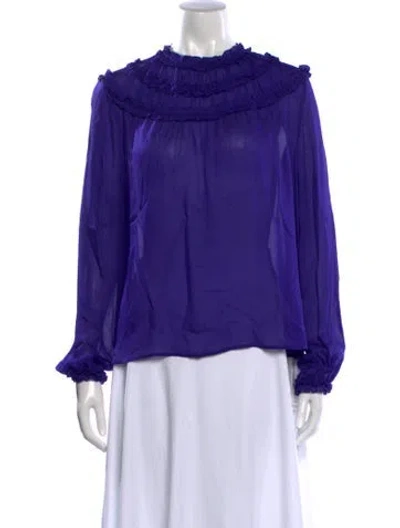 Pre-owned Maje Long Sleeve Blouse In Blue