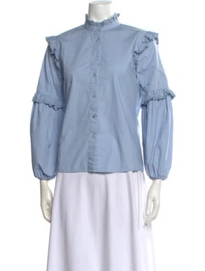 Pre-owned Maje Long Sleeve Blouse In Blue