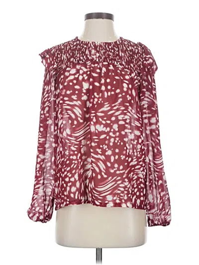 Pre-owned Maje Long Sleeve Blouse In Burgundy