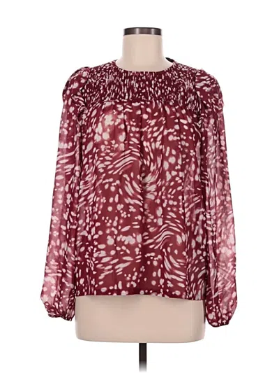 Pre-owned Maje Long Sleeve Blouse In Burgundy