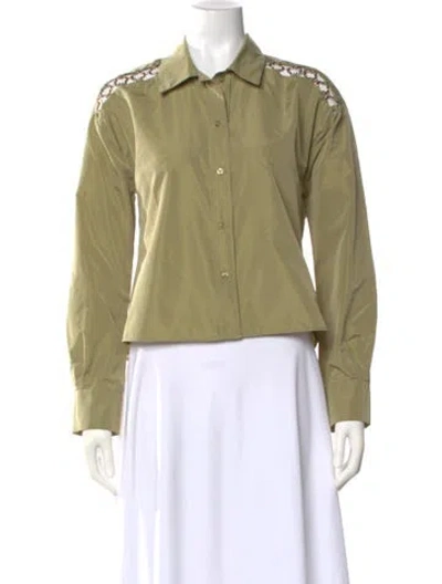 Pre-owned Maje Long Sleeve Blouse In Green
