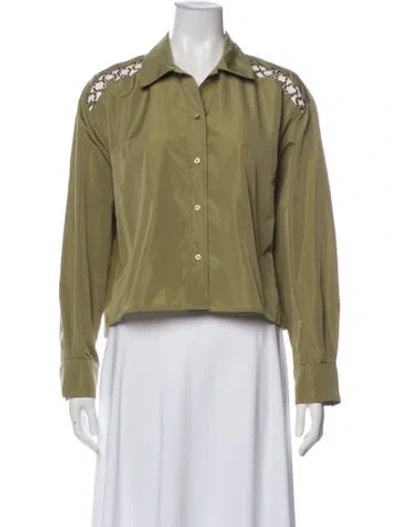 Pre-owned Maje Long Sleeve Blouse In Green