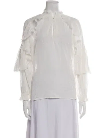 Pre-owned Maje Long Sleeve Blouse In Neutrals