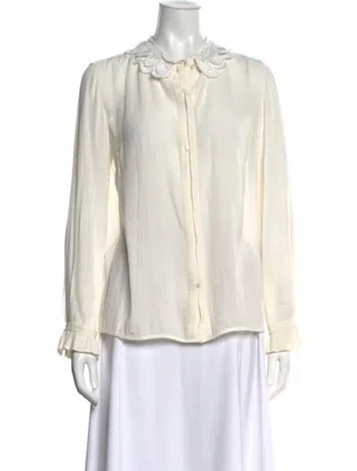 Pre-owned Maje Long Sleeve Blouse In Neutrals