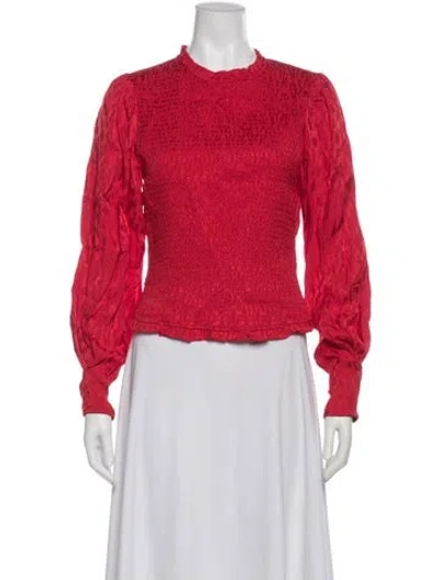 Pre-owned Maje Long Sleeve Blouse In Red