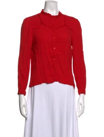 Pre-owned Maje Long Sleeve Blouse In Red