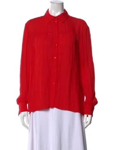 Pre-owned Maje Long Sleeve Blouse In Red