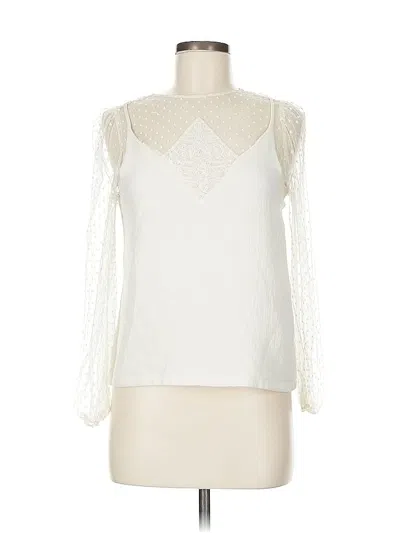 Pre-owned Maje Long Sleeve Blouse In White