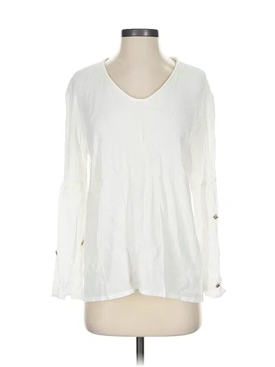 Pre-owned Maje Long Sleeve Blouse In White