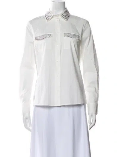 Pre-owned Maje Long Sleeve Blouse In White