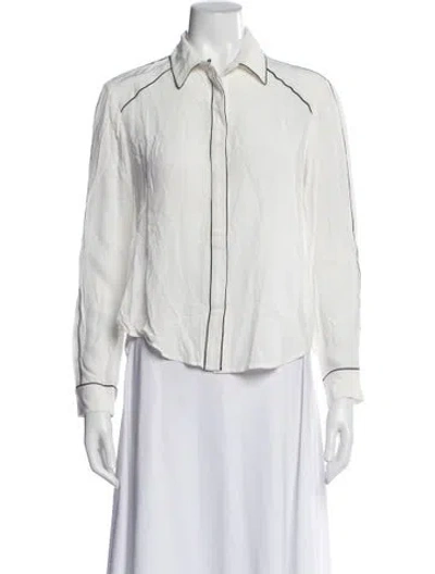 Pre-owned Maje Long Sleeve Blouse In White