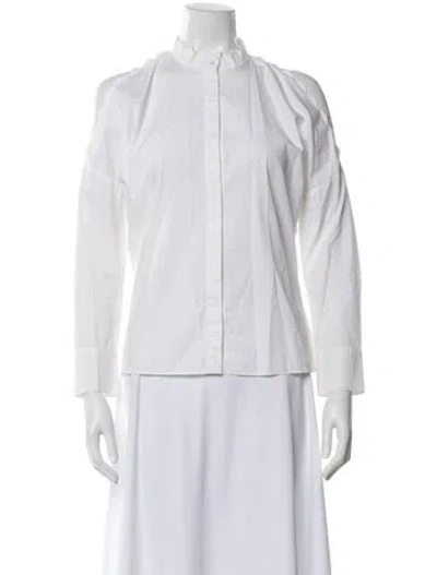 Pre-owned Maje Long Sleeve Blouse In White
