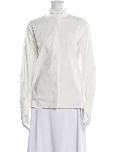 Pre-owned Maje Long Sleeve Blouse In White