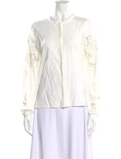 Pre-owned Maje Long Sleeve Blouse In White