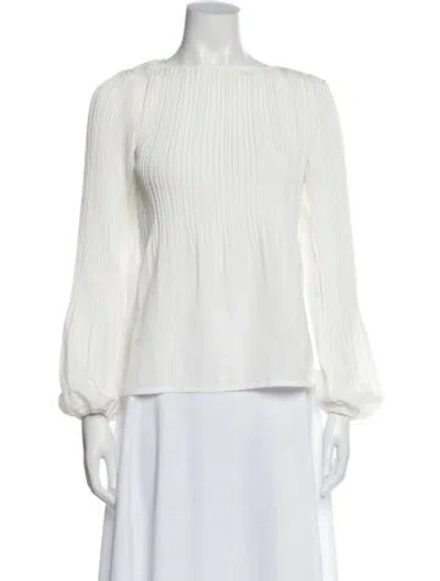 Pre-owned Maje Long Sleeve Blouse In White
