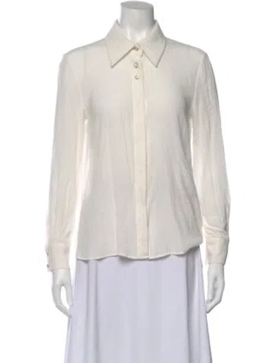 Pre-owned Maje Long Sleeve Blouse In White