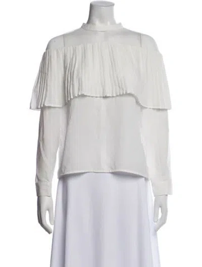 Pre-owned Maje Long Sleeve Blouse In White