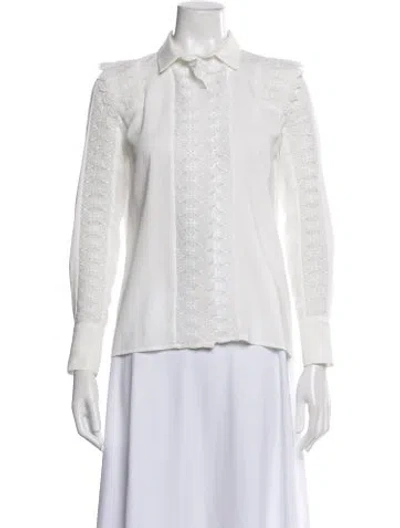 Pre-owned Maje Long Sleeve Blouse In White