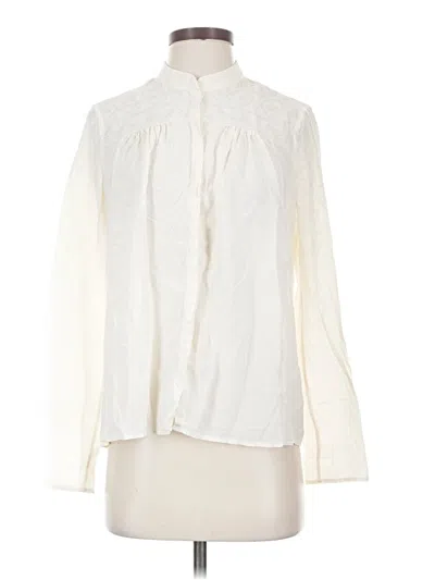 Pre-owned Maje Long Sleeve Blouse In White