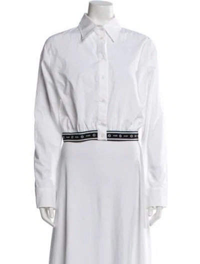 Pre-owned Maje Long Sleeve Blouse In White