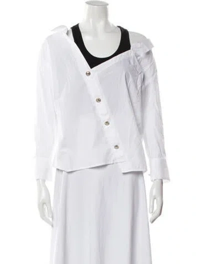 Pre-owned Maje Long Sleeve Blouse In White