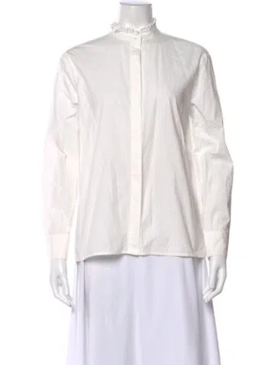 Pre-owned Maje Long Sleeve Blouse In White