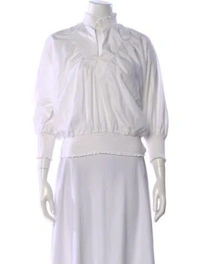 Pre-owned Maje Long Sleeve Blouse In White