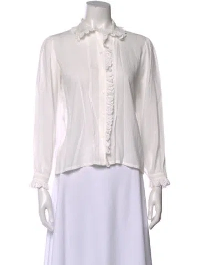 Pre-owned Maje Long Sleeve Blouse In White