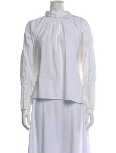 Pre-owned Maje Long Sleeve Blouse In White