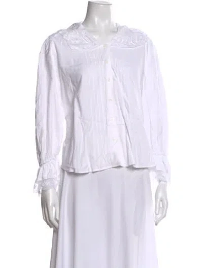 Pre-owned Maje Long Sleeve Blouse In White
