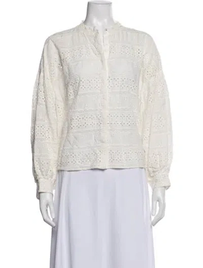 Pre-owned Maje Long Sleeve Blouse In White