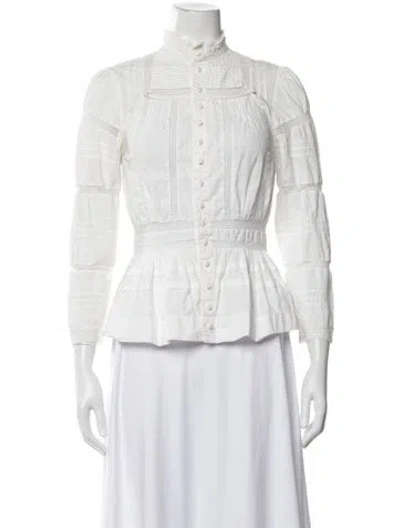 Pre-owned Maje Long Sleeve Blouse In White